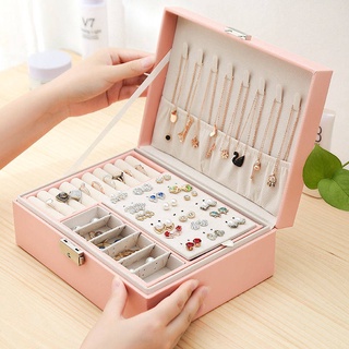 กล่องเครื่องประดับกับ Princess Lock Princess European -Style Simple Double -layer Storage Box