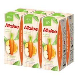 ส่งฟรี  มาลี น้ำแครอทผสมน้ำผลไม้รวม100% ขนาด 200ml ยกแพ็ค 6กล่อง MALEE CARROT MIXED FRUIT JUICE     ฟรีปลายทาง