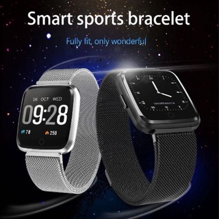 นาฬิกานับก้าว นาฬิกาจับเวลาดิจิตอล Y7 สายรัดข้อมือSmart Watch นับก้าวเดินวัด เต้นหัวใจสินค้าขายดี(สายเหล็ก)​