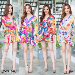 GN11366 **รบกวนสอบถามstockก่อนสั่งซื้อจ้า** เดรสมัดย้อมแขนยาว Dress