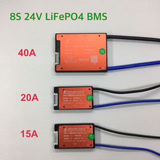 BMS 8S 24V 15A 20A 40A สำหรับแบตเตอรี่ลิเธียมฟอสเฟต Lithium Phosphate LiFePO4 3.2 V Battery Management System