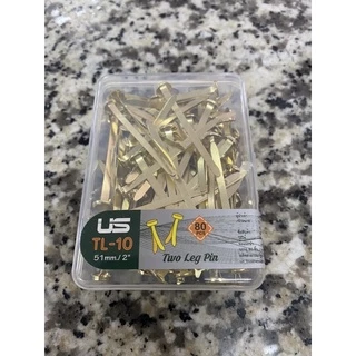 หมุดทองเหลือง เป๊กทองเหลือง หมุดสำนวน แข็ง ใช้ดี US 0.75/1/1.5/2/2.5นิ้ว บรรจุ 80ตัว หมุดลิ้นแฟ้มโลหะ หมุดสองขา TL