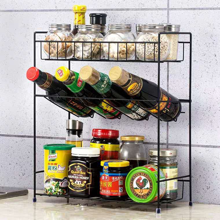 Table top floor seasoning shelf storage rack iron multi-layer seasoning ...