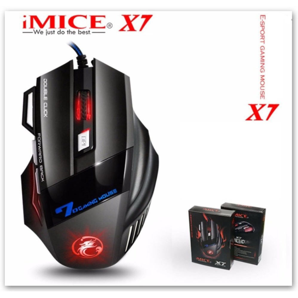 เมาส์เกมมิ่ง IMICE X7 2400 DPI Adjustable Optical  Programmable Gaming USB Wired Macros Games Mouse 