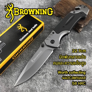 มีดพก มีดพับ มีระบบดีดใบมีด มีดเดินป่า มีดป้องกันตัว Quality Gray Folding Knife 5CR15MOV Blade + G10 Steel Handle Tactic