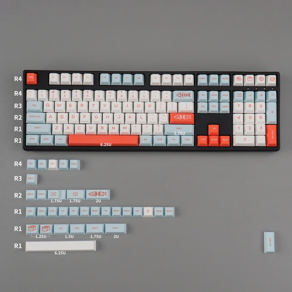 Salmon keycaps cherry profile Dye-Sublimation PBT keycap 129keys #8