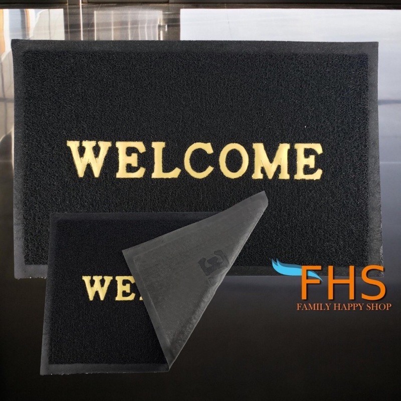 พรมดักฝุ่น WELCOME พรมเช็ดเท้า PVC กันลื่น พรมหน้าบ้าน พรมทางเข้าบ้าน Welcome Floor Mat 50x70