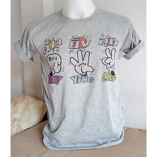 เสื้อยืดลายไทย เป่า ยิ้ง ฉุ้บ rock paper scissors t-shirtsof THAILAND Chest size  32"-52" (ไซด์ใหญ่สุดรอบอก 52 นิ้ว)