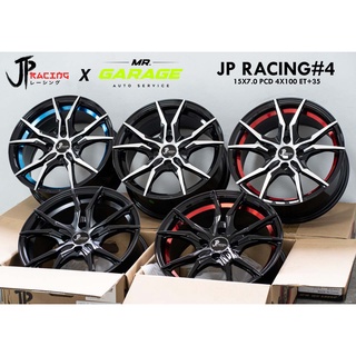 (ส่งฟรี) ล้อแม็ก JP Racing#4 แม็กขอบ 15x7.0 " 4 รู 100 ET+35 สี หน้าเงา ท้องแดง (2 วง, 4 วง)