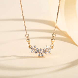 Lanmi Jewelry Kalung Titanium Wanita Mewah Bunga Kristal Lapis Emas 18k Kalung Perhiasan Y597