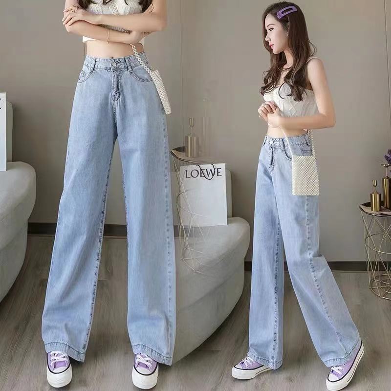 Swan Shop: กางเกงยีนส์เอวสูงขากระบอกใหญ่ วินเทจ ทรงสวย ใส่สบาย มีครบไซส์