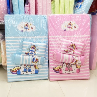 ที่นอนฟองน้ำสำหรับเด็ก Babi Care  ขนาด 22 x 36 x 2.5นิ้ว (ใน1ชุด มี 3ชิ้น เบาะนอนฟองน้ำ,หมอนหนุน,หมอนข้าง)