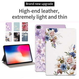 [พร้อมส่ง] เคสแท็บเล็ต ลายดอกไม้ พร้อมขาตั้ง สําหรับ Huawei MediaPad M5 lite 10.1 นิ้ว BAH2-L09 W09 W19 M5 10 10.8 นิ้ว CMR-AL09 W09