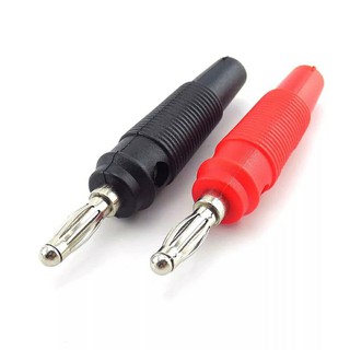 1 คู่ (ดำ+แดง) บานาน่า แจ๊ค 4mm Banana Plugs Connector Solderless Banana Plug Connectors Red Black