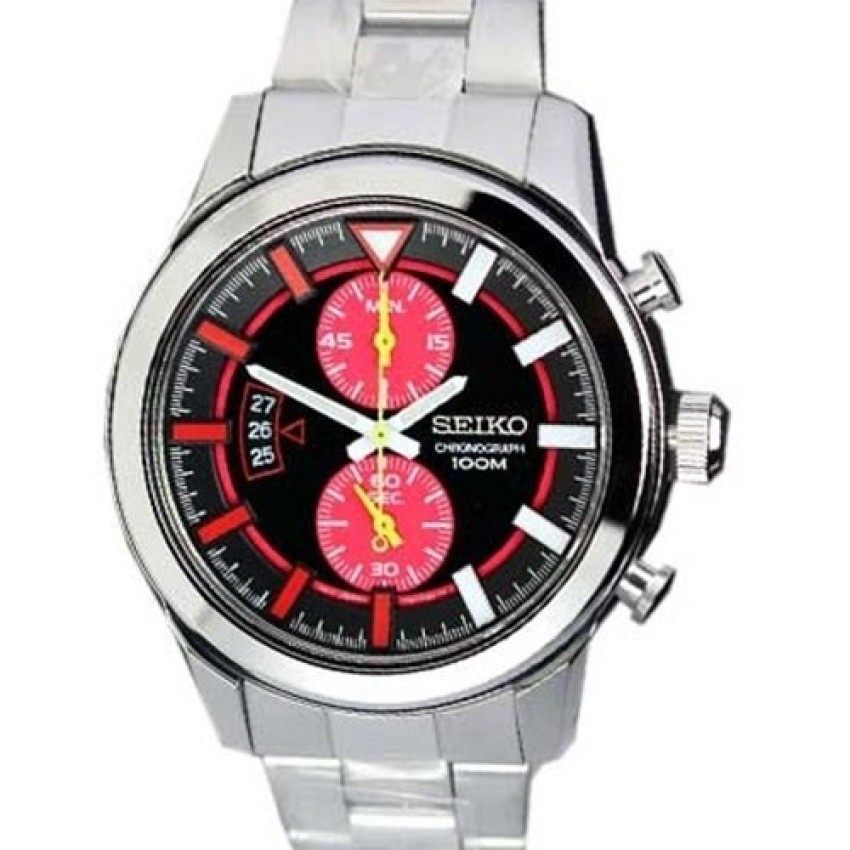 SEIKO sport chronograph นาฬิกาข้อมือผู้ชาย สีเงิน/แดง สายสเตนเลสรุ่นSNN287P1