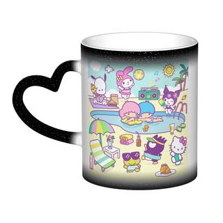 Sanrio แก้วกาแฟเซรามิค เปลี่ยนสีได้ ไวต่อความร้อน แปลกใหม่ ตลก สําหรับผู้หญิง เด็กผู้หญิง