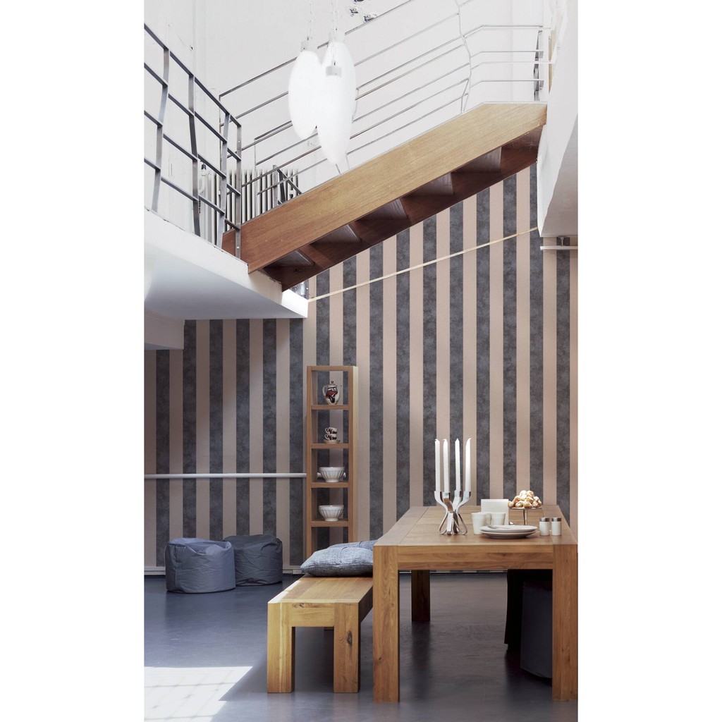 MDwallpaper วอลเปเปอร์ติดผนังชนิดทากาว TRENDWALL ลายทาง NO.37271-4