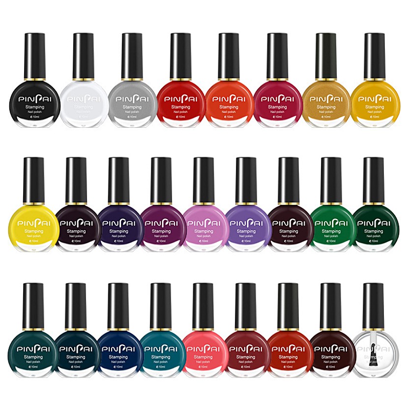 สีทาเล็บ(ไม่ใช่สีเจล) สีปั้มลาย สีปั้มเพลท เนื้อข้น เนื้อดี เกรดคุณภาพดี Pinpai รหัส 01-13 อุปกรณ์ทำเล็บ