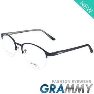 Grammy แว่นตา รุ่น 1838 สีดำ กรอบเซาะร่อง ขาสปริง วัสดุ สแตนเลส สตีล กรอบแว่นตา Frame Eyeglass Eyewear Top Glasses