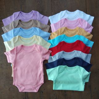 บอดี้สูทเด็กแรกเกิด บอดี้สูทสีพื้น ขนาด 0/3 สำหรับแรกเกิด - 4.5 กก.