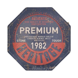 ป้ายสังกะสีวินเทจ Premium 1982 Heritage (ปั๊มนูน)