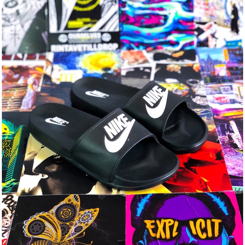 Putih N*ke WHITE TICK RELAXED SLOP SANDALS