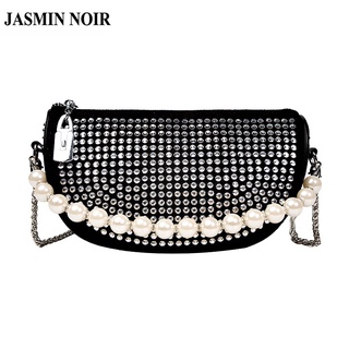 Jasmin NOIR กระเป๋าสะพายข้าง ประดับเพชร มุก สําหรับผู้หญิง