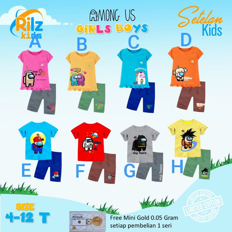 Among US One SET / AMONG US Settings / Short Kids Settings / RILZKIDS / เสื้อผ้าเด็ก AGEN