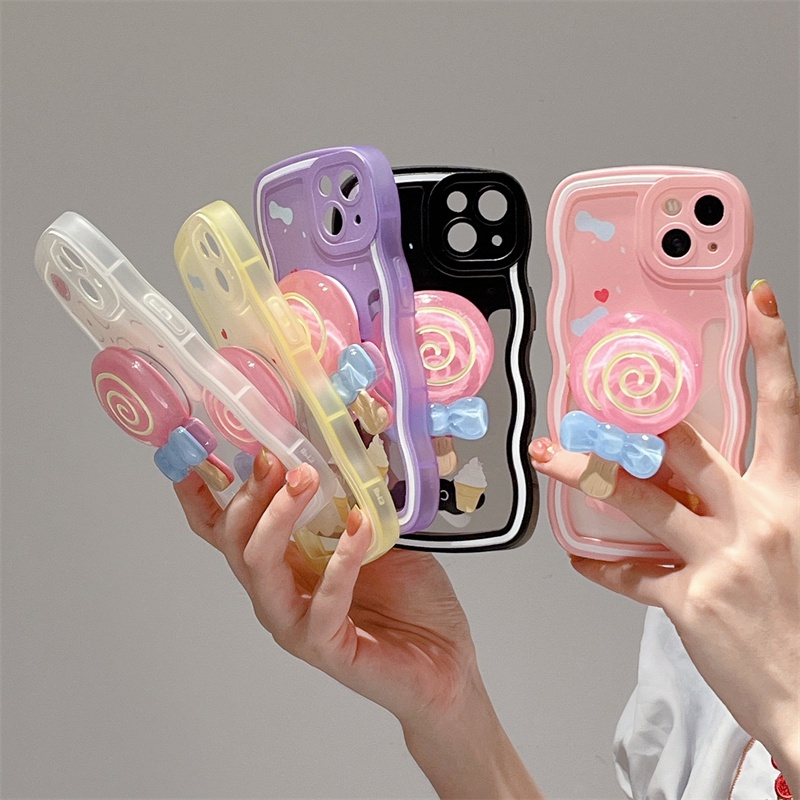 เคสโทรศัพท์มือถือ ลายคลื่นน่ารัก พร้อมที่ตั้งวางอมยิ้ม สําหรับ Iphone Ip 7G  8G Se 2 Se3 7 Plus 8P X Xr Xs Max Ip11 11Pro Ip 11 Pro Max - Liu22225555.Th  - Thaipick