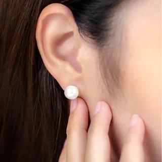AURORA ต่างหูมุกเเท้ 8 mm. Bright Pearl Collection รุ่น 2 DEPL005