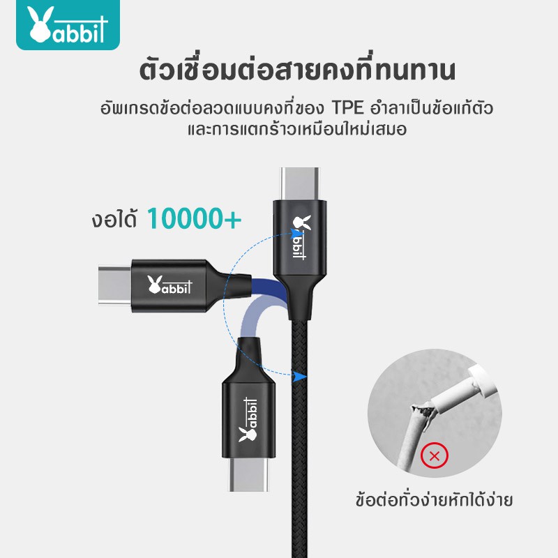 Rabbit สายชาร์จ รุ่น RC-02 Type C USB Cable Quick Charge USB 2.4A Phone Charger ชาร์จเร็ว สายชาร์จ For Samsung Xiaomi #7