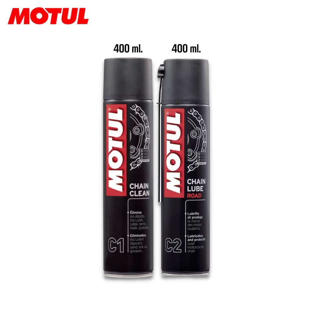 สเปรย์ล้างโซ่ MOTUL C1 ขนาด 400 มล.+ สเปรย์หล่อลื่นโซ่ MOTUL C2 ขนาด 400 มล.