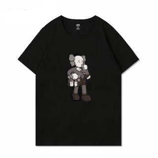 Kaws Uniqlo Sesame Street Third-Round เสื้อยืดลําลองสําหรับผู้ชายผู้หญิงผ้าฝ้ายแขนสั้นคอกลมพิมพ์ลายยืด.สบาย.รัก