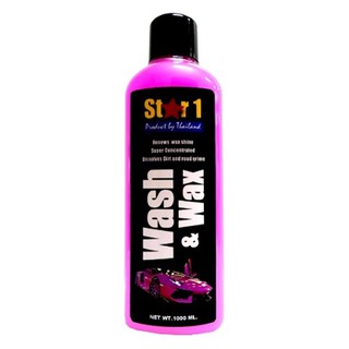 Car care solution WASH &amp; WAX STAR 1 1000ML PINK Car accessories Hardware hand tools น้ำยาดูแลรถยนต์ แชมพูแว๊กซ์ล้างรถ ST