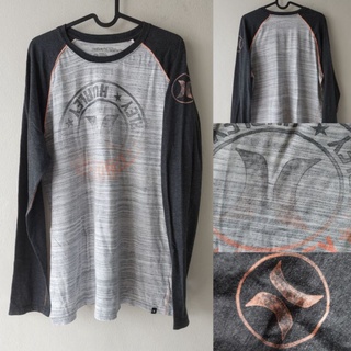 เสื้อยืดแขนยาว แขนต่อ แบรนด์สเกต Hurley ผ้าบาง เดินตะเข็บสีส้มจี๊ดใจ สวยจริงเท่จัง