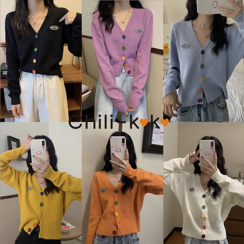 KOKO K101 เสื้อไหมพรม​คอวีกระดุม​หลากสีถอดได้จริง เนื้อผ้านุ่ม ใส่สบาย