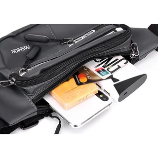 (w160) กระเป๋าคาดอก กระเป๋าคาดเอว ผ้ากันน้ำ5ซิป รวดลายเท่ๆ vgetbag