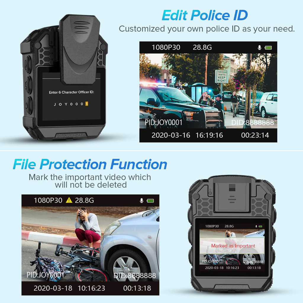 Boblov T5 1296P Body Camera Night Vision และเสียงบันทึกสวมใส่กล้องตํารวจสําหรับการจัดการกฎหมาย, Night Vision, Loop Recording, พร้อมของขวัญ