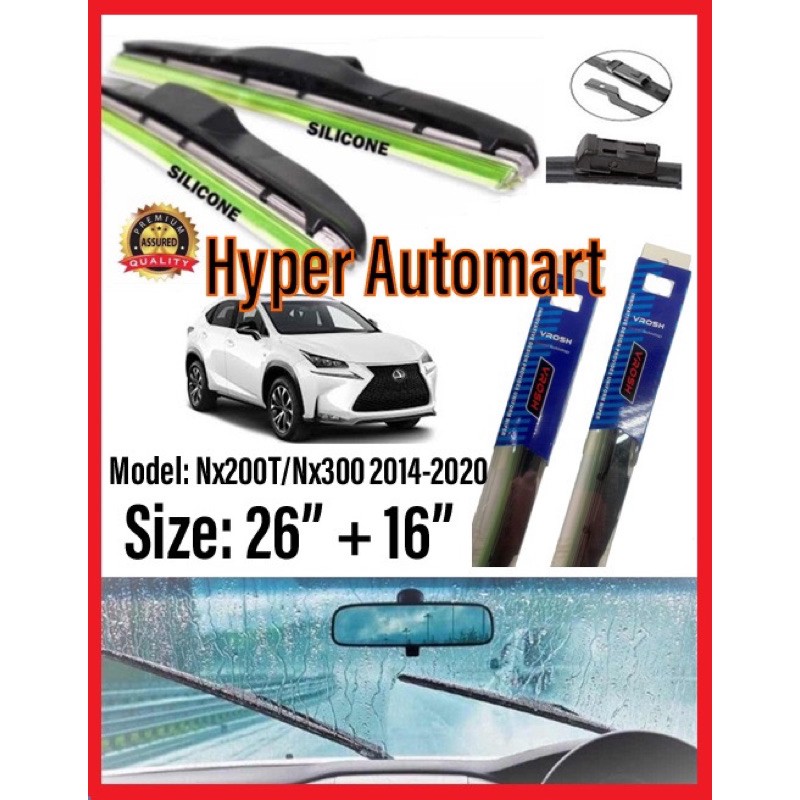 1 คู่ Lexus Nx200T / Nx300 2014-2020 ซิลิโคนอ่อนนุ่ม Mugen 3S ใบปัดน้ําฝน 26 "นิ้ว + 16 นิ้ว Kereta 