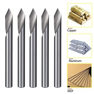 60 Deg V Groove เครื่องมือแกะสลักเกลียว Cnc Router Bits 1 / 8 Shank 5 ชิ้น