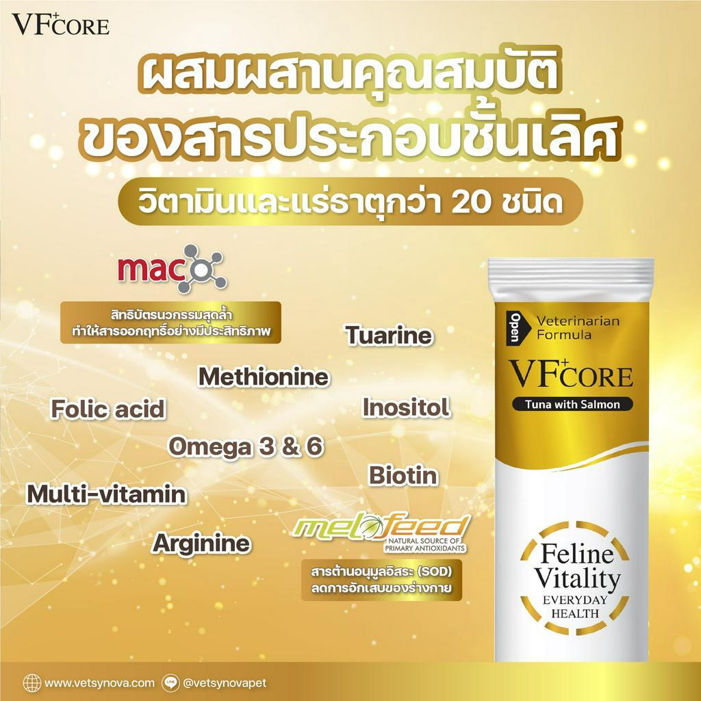 Exp 08/2024 VFcore Feline Vitality สีทอง สูตรบำรุงสุขภาพแมวรอบด้าน