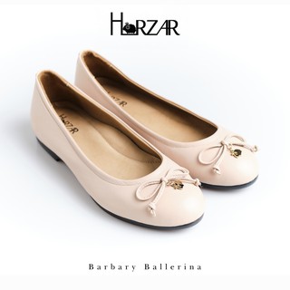 ส่งฟรี!! Horzar รองเท้าหนังแกะ ส้นแบน ทรงบัลเล่ต์ รุ่น Barbary Ballerina สี Frosted Almond