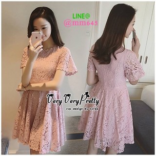 **เดรสพร้อมส่ง** Luxury Embroidery Vintage Lace Dress