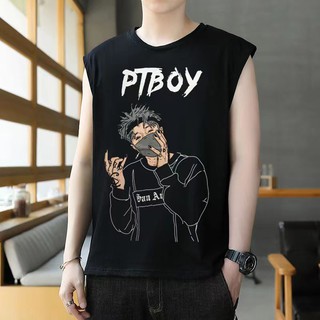 ราคาเสื้อกล้ามชาย เสื้อกล้ามแขนกุดผู้ชายสกีนลายPD BOY ทรงHIPHOP รหัสTT85