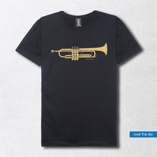 over the sky T-shirt กราฟฟิค เสื้อยืดคอกลม - เครื่องดนตรี ทรัมเป็ต Trumpet