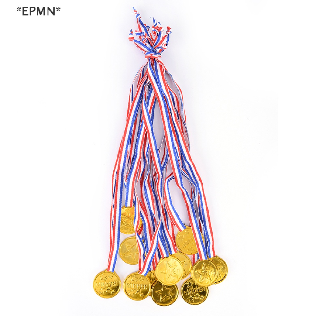 Epmn เหรียญรางวัลกีฬา พลาสติก สีทอง สําหรับเด็ก 12 ชิ้น