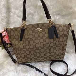 SMALL KELSEY SATCHEL IN SIGNATURE JACQUARD (COACH F27582) LIGHT GOLD/KHAKI