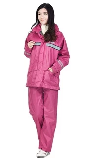 （9สี）New Alitech ชุดกันฝน เสื้อกันฝน สีกรมท่า มีแถบสะท้อนแสง รุ่น หมวกติดเสื้อ Waterproof Rain Suit