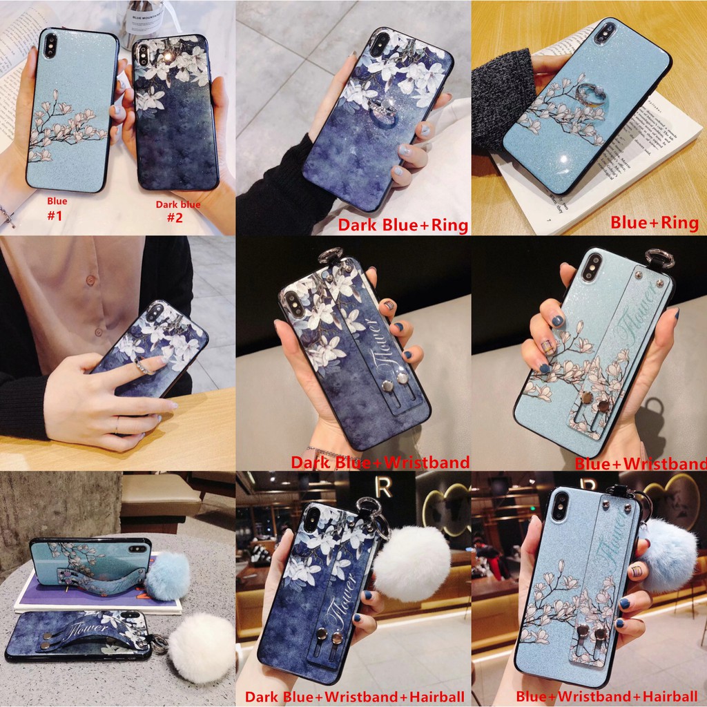 Case Samsung Galaxy A7 2018 A750 A9 2018 J4 Plus J6 Plus J7 Pro J2 Prime S8+ S9+ Note 9  Wristband Hairball Case Cover