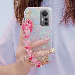 เคสโทรศัพท์มือถือ Xiaomi Mi 12 Lite / 12 / 12Pro / 11 Lite 5G NE / 11T Pro 5G Phone Case Cute Shell Pattern Bling Smartphone Casing Cases with Love Chain Back Cover for Xiaomi12 Mi12 12Lite